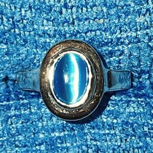 Beautiful Dominican Larimar Inlay 925 Sterling Silver Ring size 7 approx.